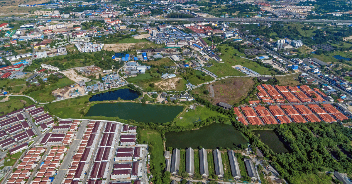 Aerial view developers residential